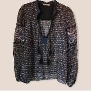 Ulla Johnson peasant blouse with beaded tassels